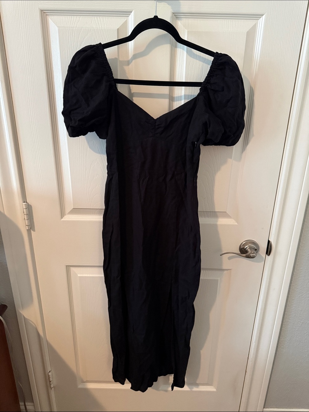 Zara Black Puff-Sleeve Midi Dress